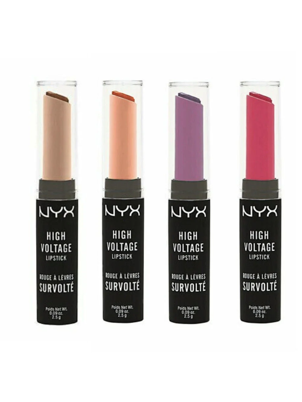 4-Pack New NYX High Voltage Lipstick NO REPS Rock Star Playdate Flawless SEALED